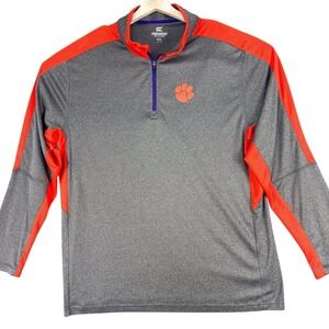 Clemson Tigers Shirt Mens 2XL Gray Orange NCAA Football Colosseum 1/4 Zip